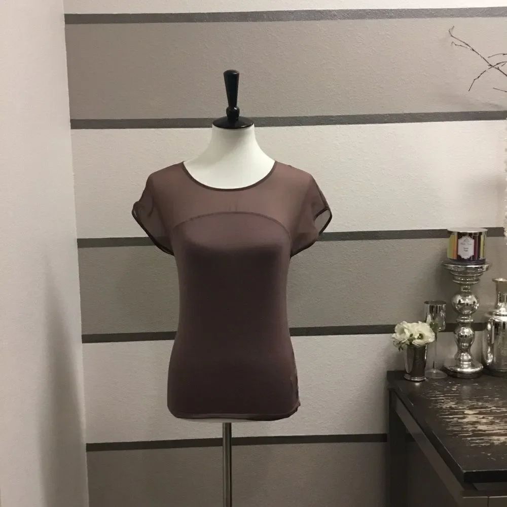 Antonio Melanie-Chocolate Mesh Blouse